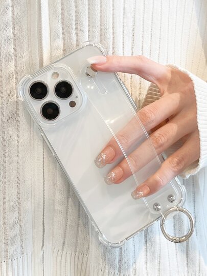 علبة هاتف شفافة مع حامل متوافقة مع أجهزة iPhone/Galaxy/Redmi/Pixel/Moto/OPPO قطعة واحدة