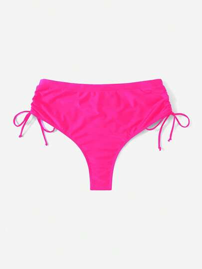 SHEIN Slayr CURVE سروال بيكيني رباط جانبي تجاعيد مقاس كبير