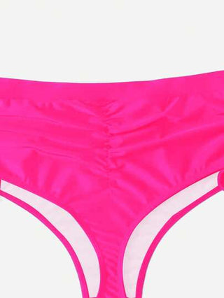 SHEIN Slayr CURVE سروال بيكيني رباط جانبي تجاعيد مقاس كبير