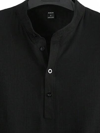 Manfinity Homme قميص غير ملائم ذو لون أحادي للرجال، قميص كاجوال نصف أزرار