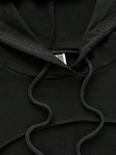 EZwear هوديي جزئي ذو رباط شد، باللون الأسود والأبيض ، توبات ذات أكمام طويلة