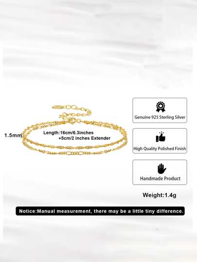 ORSA JEWELS سوار سلسلة مزدوجة من الفضة الاسترلينية الأصلية 925 ، سلسلة يد للنساء مكتشفة ، مجوهرات مصقولة للإنهاء ، هدية لعيد الميلاد ، والذكرى السنوية ، والزفاف ، وحفلة العطلات