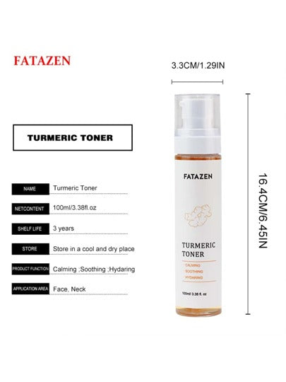 FATAZEN منعش طبيعي عضوي من الكركم، غني بفيتامين سي، مرطب ومنظف للمسام، لطيف وغير مهيج