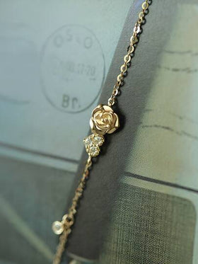 ELSEDES سوار الموضة S925 فضة شكل ورد , أسلوب بسيط مع أحجار كريمة الى للنساء اليومي أو مواعدة , ممتاز هدية الى صديقة قطعة واحدة