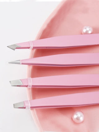 4 قطعة/مجموعة من مشابك الحواجب متعددة الوظائف من الفولاذ المقاوم للصدأ ، 4 أشكال مختلفة من الفم - بألوان وردية