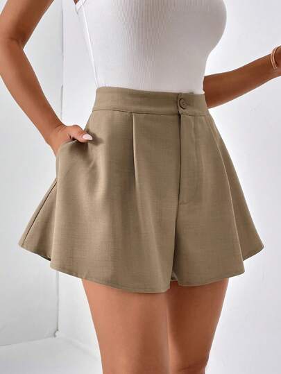 SHEIN Essnce شورت بساق واسع موحدة اللون