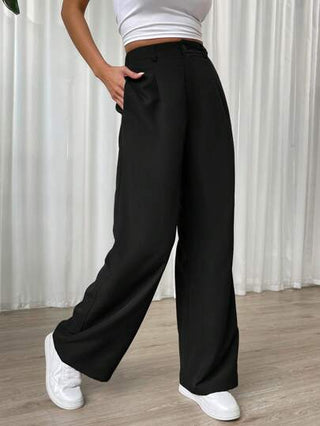 EZwear بنطلون لون أسود قطعة واحدة بجيب مائل، ملابس رمضان