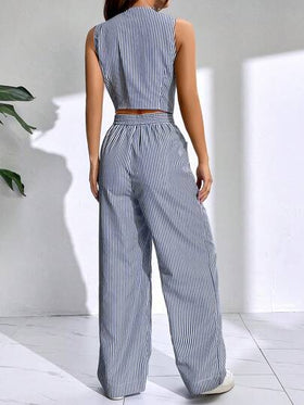 SHEIN EZwear بدسويت بساق واسع أزرار أمامية