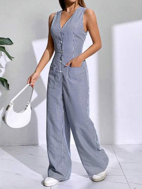 SHEIN EZwear بدسويت بساق واسع أزرار أمامية