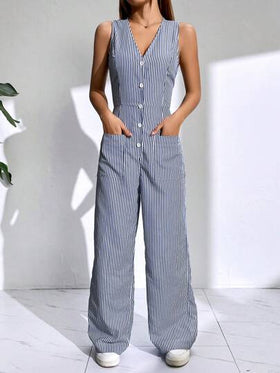 SHEIN EZwear بدسويت بساق واسع أزرار أمامية