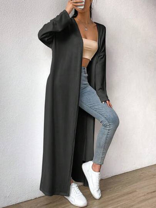EZwear معطف خط طويل منخفض الاكتاف مفتوح امامي