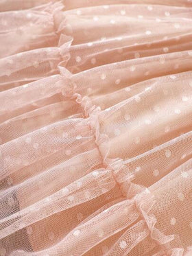 SHEIN Glamorique Kids فستان فتاة شابة دوبي شبكي مزين بكشكشة وحزام