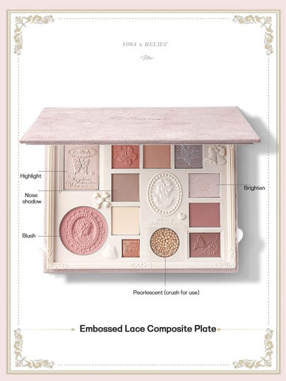 COLORROSE لوحة مكياج مزخرفة بالنقوش، لوحة ظلال عيون بودرة مطفية ولامعة، ذات تغطية لونية عالية وثابتة، ظلال عيون لامعة ناعمة وخفيفة الوزن، مع مرآة، لوحة مكياج متعددة الوظائف تشمل البرايمر والأحمر