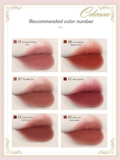 COLORROSE أحمر شفاه بلمعة وخمولي، أحمر شفاه ذو لون حيوي فائق، أحمر شفاه عالي الصبغة، صيغة كريمية مرطبة، بلون شاي الحليب التايلاندي