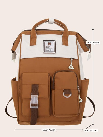 حقيبة ظهر نسائية عتيقة أحادية اللون وعملية، حقيبة ظهر كاجوال كبيرة السعة للسفر والتنقل اليومي، حقيبة بسيطة محمولة بطراز بريبي لطلاب الكلية والمدارس الثانوية، لوازم مدرسية، حقيبة مدرسية، حقيبة ظهر مدرسية، مناسبة للمراهقات والنساء الطالبات والأولاد والرجال