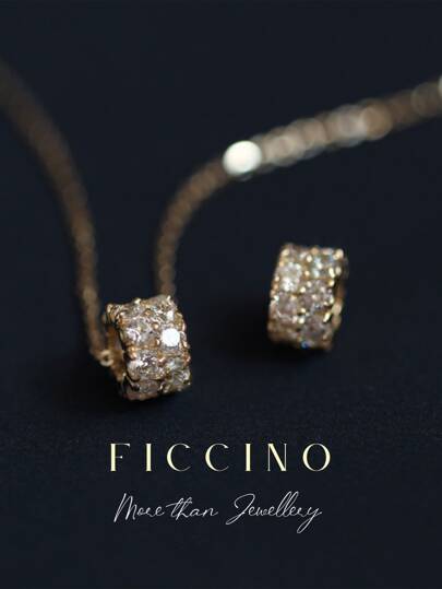 FICCINO قلادة متدلية مطلي بالذهب زركونيا ميني محظوظ عجلة للنساء , التيتانيوم الصلب ثعبان سلسلة , ملابس يومية , هدية الى , مع صندوق