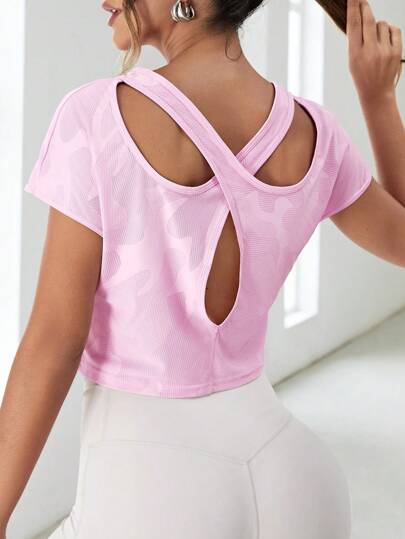 SHEIN Sovereign Charm 3 أطقم من التنك توب الجيومتري المنحني الذيل ذو طبعة هندسية لممارسة الرياضة والتمارين