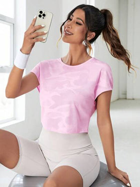 SHEIN Sovereign Charm 3 أطقم من التنك توب الجيومتري المنحني الذيل ذو طبعة هندسية لممارسة الرياضة والتمارين