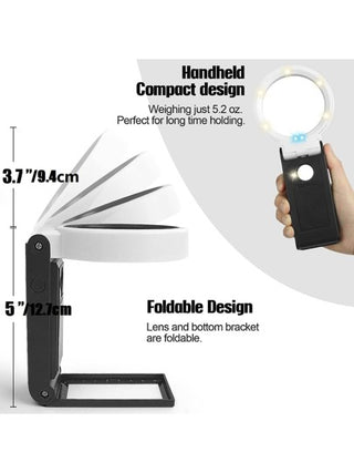 أدوات مكتبية ومدرسية محمول باليد قابلة للطي مكبر مع 6 Led و إطار الدعم , 6X 25X عدسة مكبرة مع UV مصباح , مناسب الى عمل , قراءة , 3 قطع ل بطارية ( لا يحتوي ) أو توصيل في استخدام