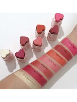 HECI BEAUTY بلاشر كريمي على شكل قلب 3 في 1 من HECI BEAUTY قطعة واحدة، ظلال وردية جميلة وإشراقة وردية طبيعية، أحمر خدود للمكياج طويل الأمد مناسب للشفاه والعيون والخدود، هدايا عيد الحب للنساء والفتيات، Y2K