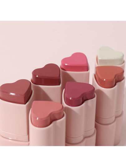 HECI BEAUTY بلاشر كريمي على شكل قلب 3 في 1 من HECI BEAUTY قطعة واحدة، ظلال وردية جميلة وإشراقة وردية طبيعية، أحمر خدود للمكياج طويل الأمد مناسب للشفاه والعيون والخدود، هدايا عيد الحب للنساء والفتيات، Y2K