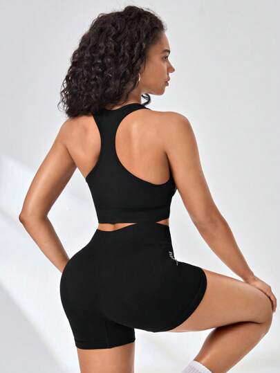 SHEIN Sport Studio طقم الرياضة بالرسوم البيانية للنساء، طقم تمارين للنساء