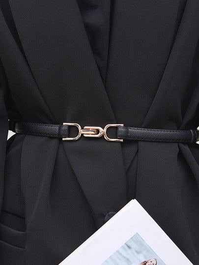 حزام أنيق للنساء قطعة واحدة، إبزيم قابل للتعديل يمكن تنسيقه مع التنورة والبدلة، حزام رفيع بسيط للكنزة، الإصدار الكوري، حزام زخرفي للخريف وعيد الهالوين