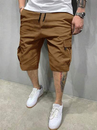 Manfinity Homme سروال شحن فضفاض للرجال بجيوب شحن و خصر برباط