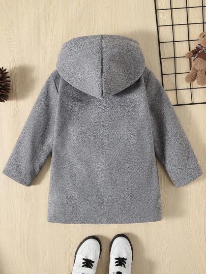 SHEIN معطف شتوي سميك مبطن بالحرارة مع طوق كابوشون للأولاد الصغار، مريح وعملي مناسب للشتاء والخريف