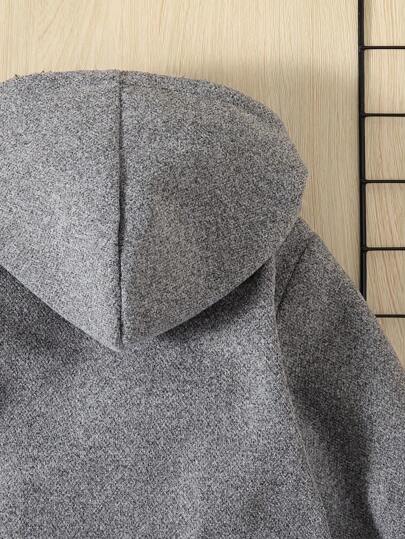 SHEIN معطف شتوي سميك مبطن بالحرارة مع طوق كابوشون للأولاد الصغار، مريح وعملي مناسب للشتاء والخريف