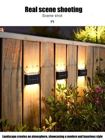 ضوء حائطي يعمل بالطاقة الشمسية 1قطعة/2قطعات مع LED 8/10 ، تصميم قلعة ملكية ، لتنسيق حدائق الفيلا الخارجية ، ديكور جداري مائي لشرفة وفناء ، إضاءة لأعلى وأسفل لديكور الحديقة