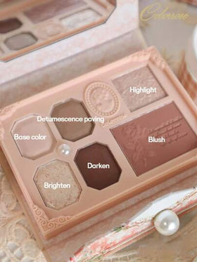 COLORROSE لوحة ظلال العيون بالخامة المطفأة واللؤلؤية، لوحة مكياج ذات تغطية لونية عالية، لمعان طويل الأمد، ملمس ناعم وخفيف الوزن، مرآة، بلاشر ومبرز متعدد الوظائف