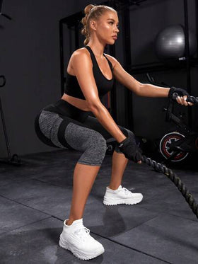 Powerista سروال رياضي للنساء مع جيب للهاتف وخصر واسع بتصميم ألوان متباينة للرياضة واليوغا