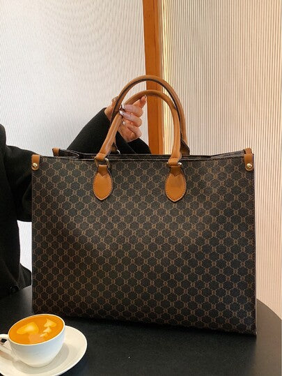 Dedoo حقيبة تسوق مطبوعة عصرية، حقيبة سفر وتسوق واسعة السعة، حقيبة يد وكتف رجعية، حقيبة يد أنيقة للنساء للتنقل، حقيبة عمل لافتة للنساء، مناسبة لجميع المواسم، الخريف/الشتاء