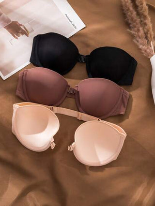 Shein Underwear&Sleepwear Basics حمالة صدر موحدة اللون حلقة معدني 3 قطع