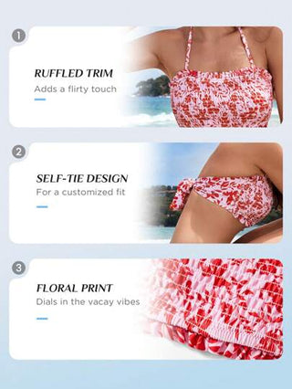 Swim ملابس سباحة بيكيني برسن طباعة الأزهار