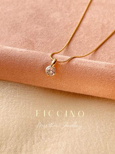 FICCINO قلادة مجوهرات مطلية بالذهب الكلاسيكية مع سلسلة ثعبان من الصلب التيتاني، قابلة للارتداء في الأزياء اليومية، مجموعة هدايا مع علبة مناسبة للمناسبات والأعياد