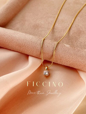 FICCINO قلادة مجوهرات مطلية بالذهب الكلاسيكية مع سلسلة ثعبان من الصلب التيتاني، قابلة للارتداء في الأزياء اليومية، مجموعة هدايا مع علبة مناسبة للمناسبات والأعياد