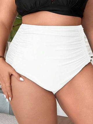 Swim Basics سروال بيكيني تجاعيد خصر عالي مقاس كبير