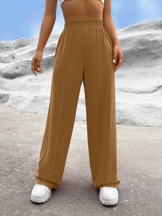 EZwear بنطلون سادة ذو خصر عالي وساق واسعة، ملابس رمضان