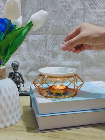 رمضان زينة رمضان قطعة واحدة حامل شمعة مصباح عطري بشكل هندسي بسيط للاستخدام المنزلي ، ديكور الغرفة، هدايا