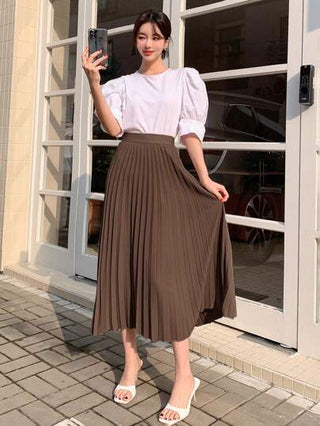 DAZY تنورة مطوية بلون أحادي بطراز بريبي للنساء، صيفي
