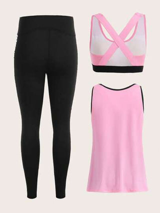 SHEIN Sport Studio مجموعة ملابس رياضية طباعة رقمية للنساء مجموعة ملابس تمرين رياضة مطبوعة مجموعة ليغينغز للنساء