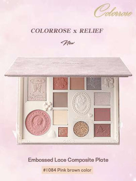 COLORROSE لوحة مكياج مزخرفة بالنقوش، لوحة ظلال عيون بودرة مطفية ولامعة، ذات تغطية لونية عالية وثابتة، ظلال عيون لامعة ناعمة وخفيفة الوزن، مع مرآة، لوحة مكياج متعددة الوظائف تشمل البرايمر والأحمر