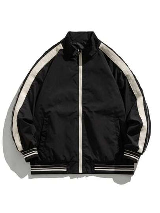 جاكيت بشريط جانبي متباين سستة للرجال