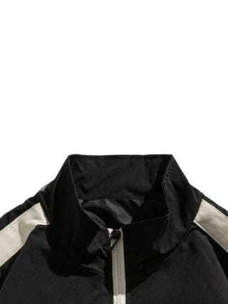 جاكيت بشريط جانبي متباين سستة للرجال