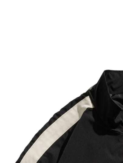 جاكيت بشريط جانبي متباين سستة للرجال