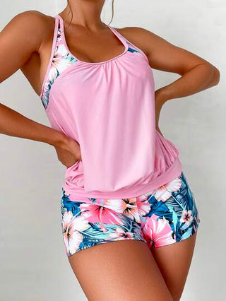 طقم تانكيني حريمي Swim Lushoire شورت تانكيني بطبعات استوائية للشاطئ في الصيف