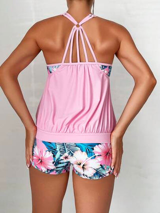 طقم تانكيني حريمي Swim Lushoire شورت تانكيني بطبعات استوائية للشاطئ في الصيف