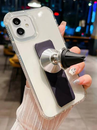كفر هاتف شفاف مع حامل مغناطيسي متوافق مع iPhone15/15Plus/15Pro/15Promax